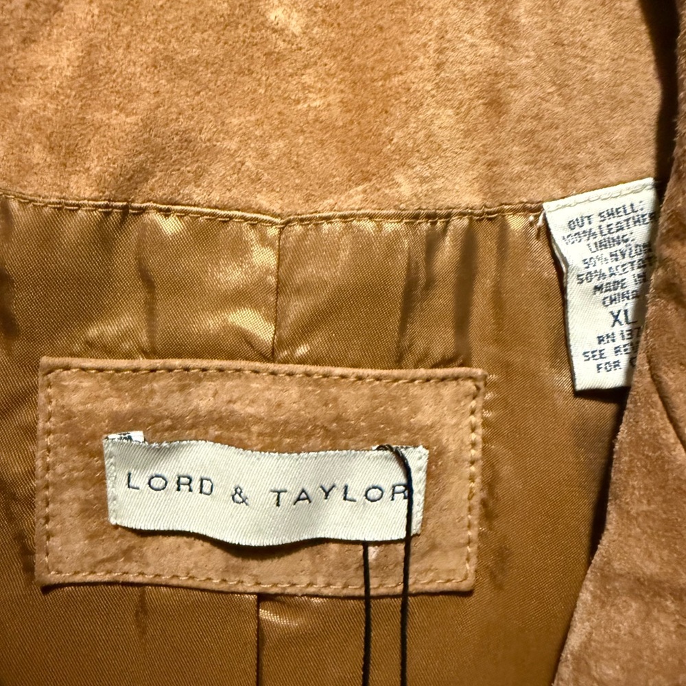 Lord & Taylor Suede Trench Coat in Camel - Picture 2 of 7
